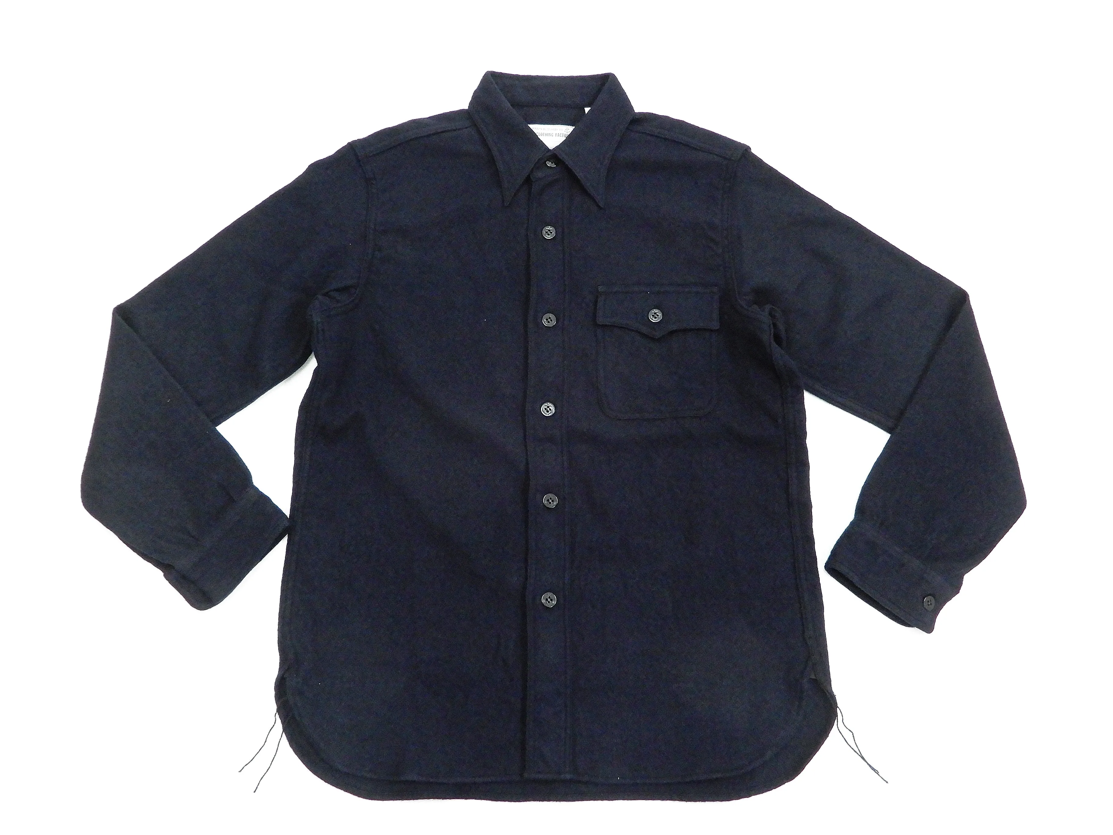 Buzz Rickson US Navy CPO Shirt Mens Plain Long Sleeve Wool-Flannel Shirt BR24961 Navy-Blue