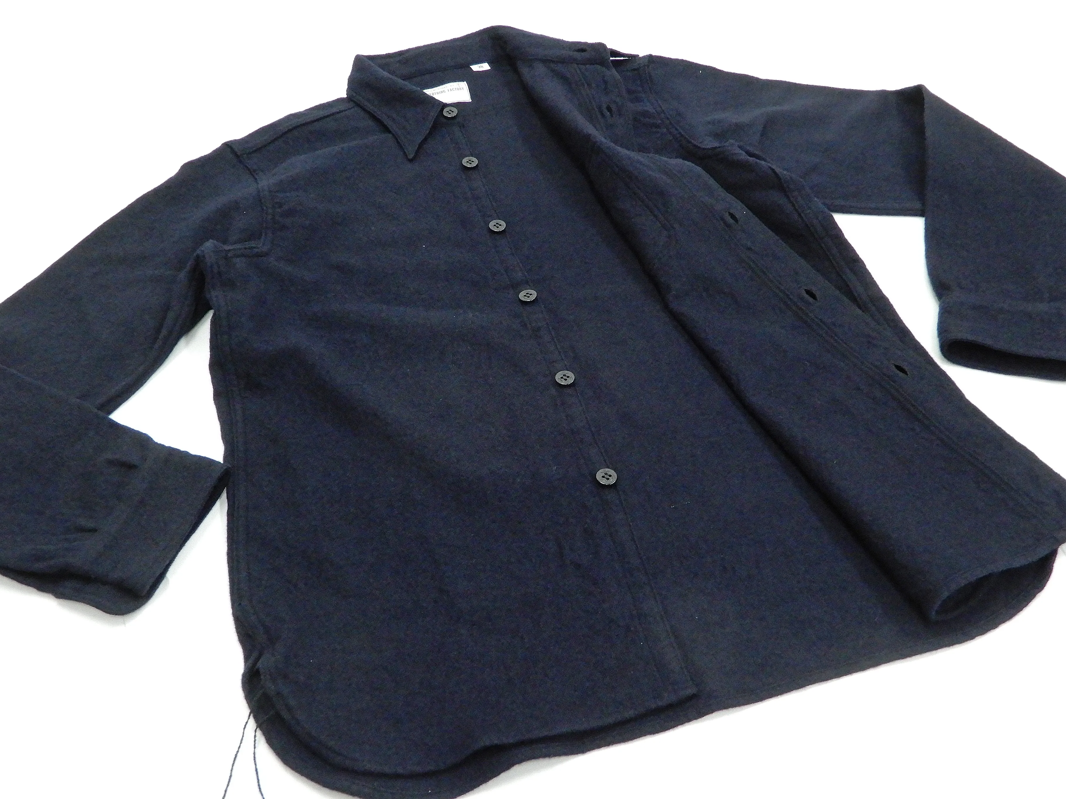 Buzz Rickson US Navy CPO Shirt Mens Plain Long Sleeve Wool-Flannel Shirt BR24961 Navy-Blue