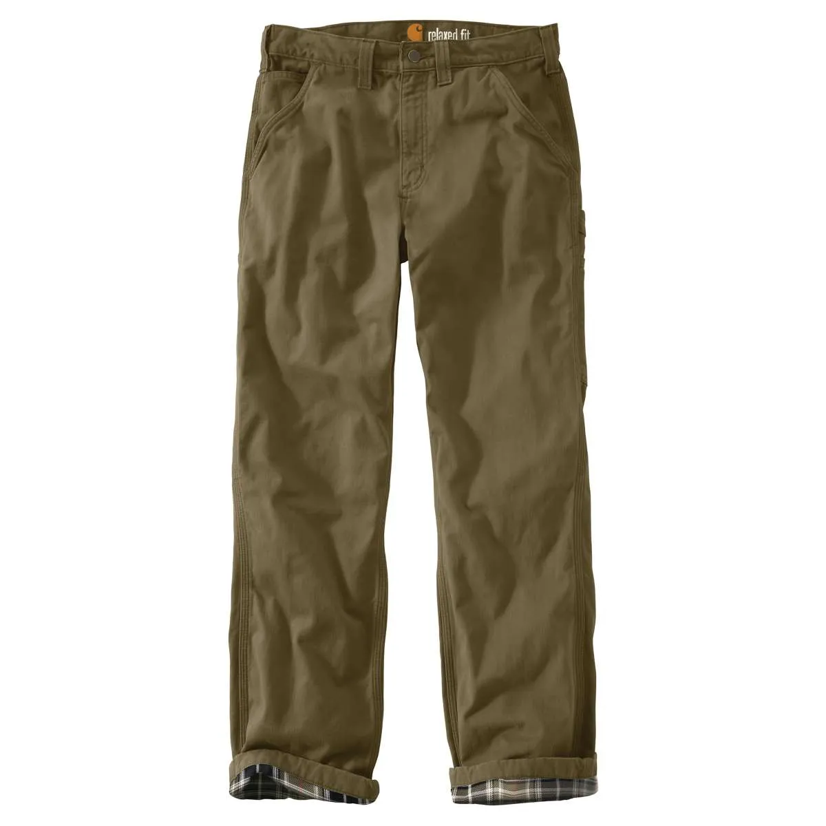 Carhartt Men's Army Green Washed Twill Dungaree Flannel Lined