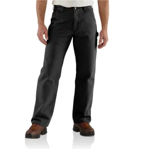 Carhartt Men's Black Washed Duck Work Dungaree/Flannel Lined Pant