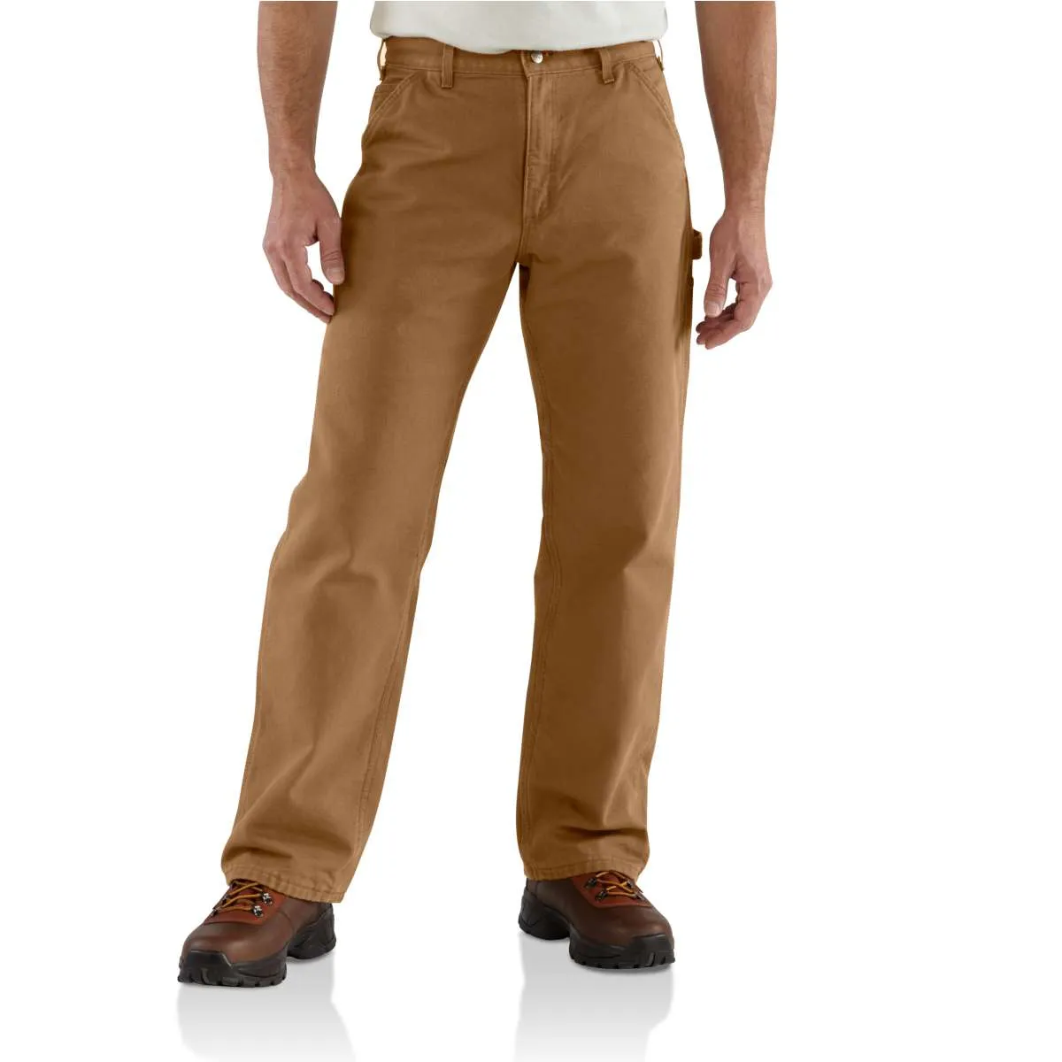 Carhartt Men's Carhartt Brown Washed Duck Work Dungaree/Flannel Lined Pant