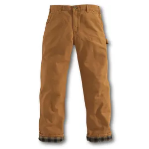 Carhartt Men's Carhartt Brown Washed Duck Work Dungaree/Flannel Lined Pant