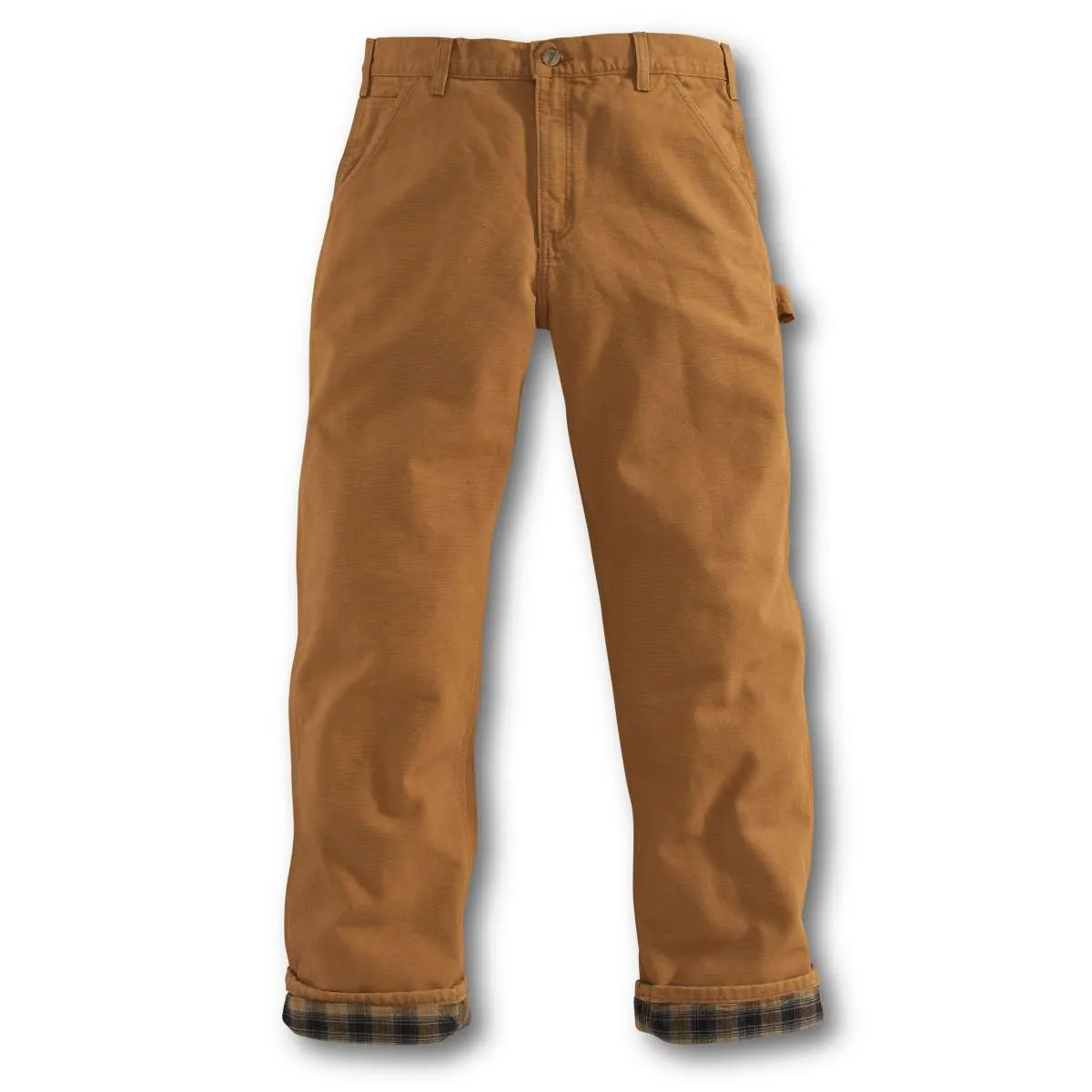 Carhartt Men's Carhartt Brown Washed Duck Work Dungaree/Flannel Lined Pant