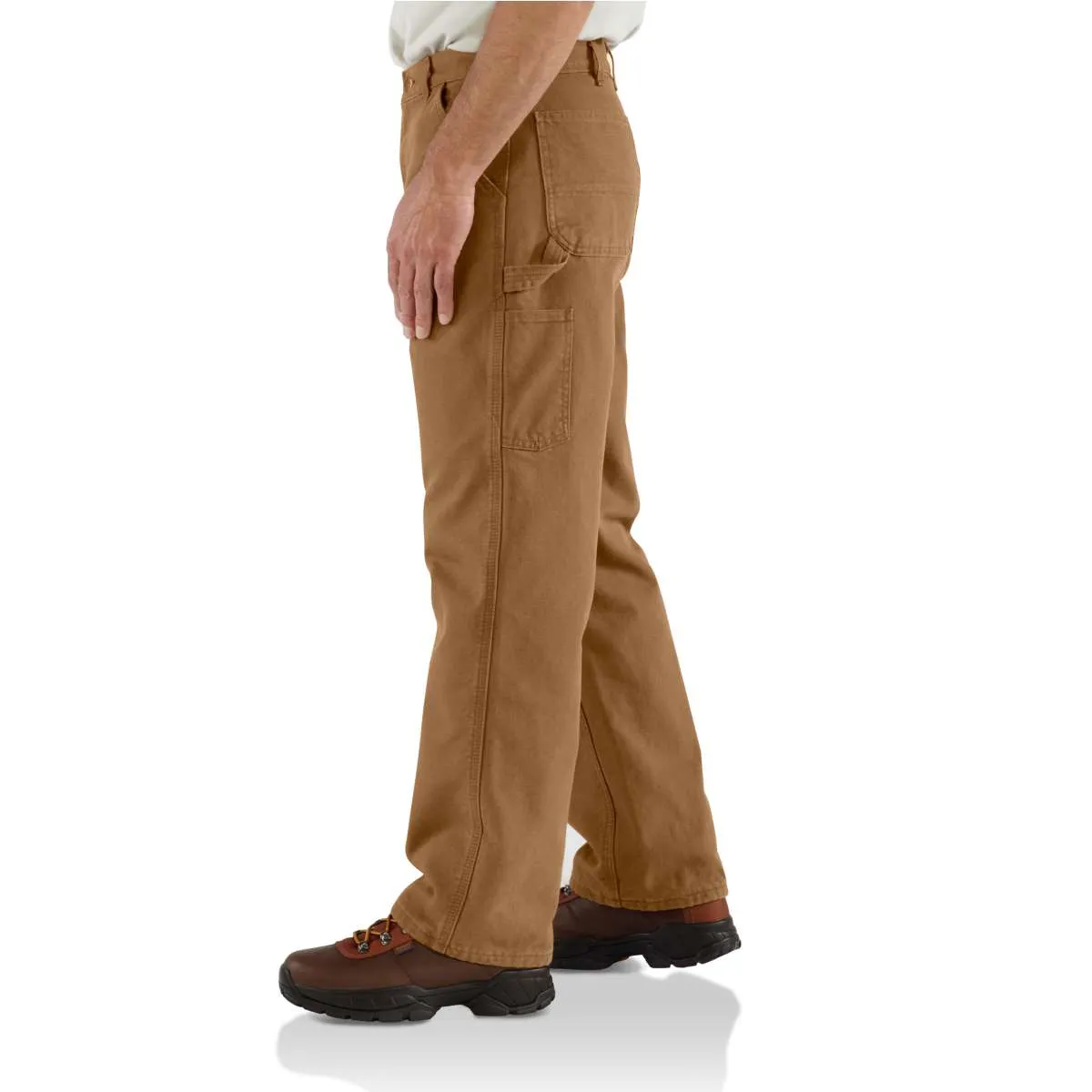 Carhartt Men's Carhartt Brown Washed Duck Work Dungaree/Flannel Lined Pant