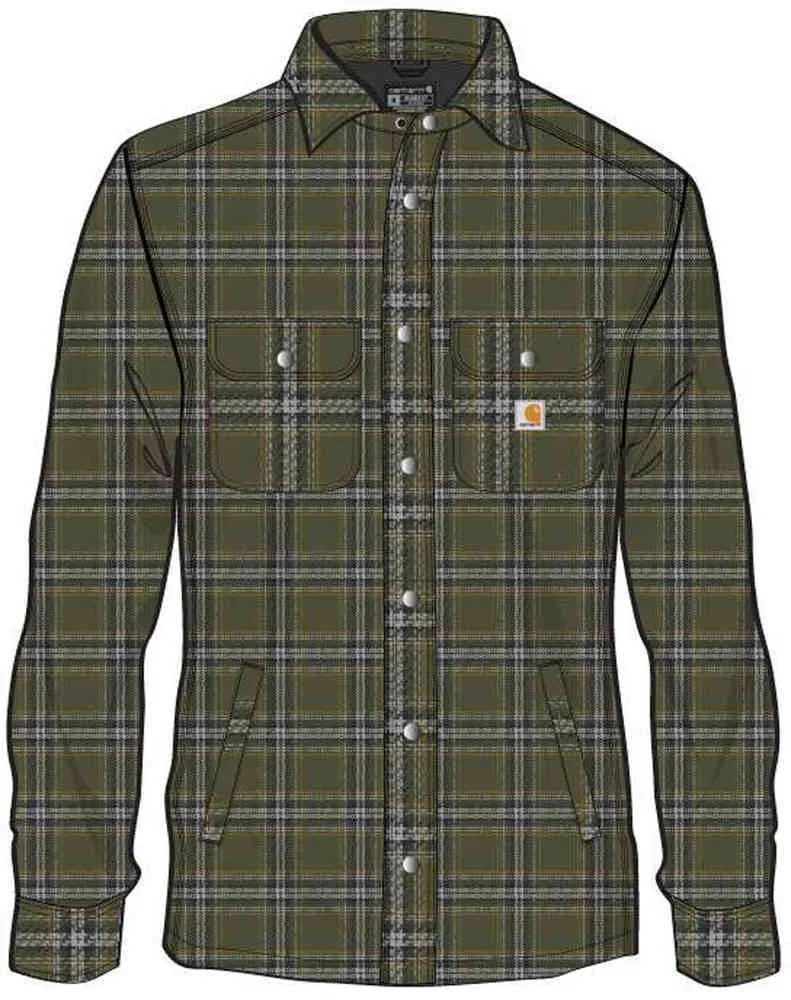 Carhartt Sherpa Lined Flannel Shirt, Green