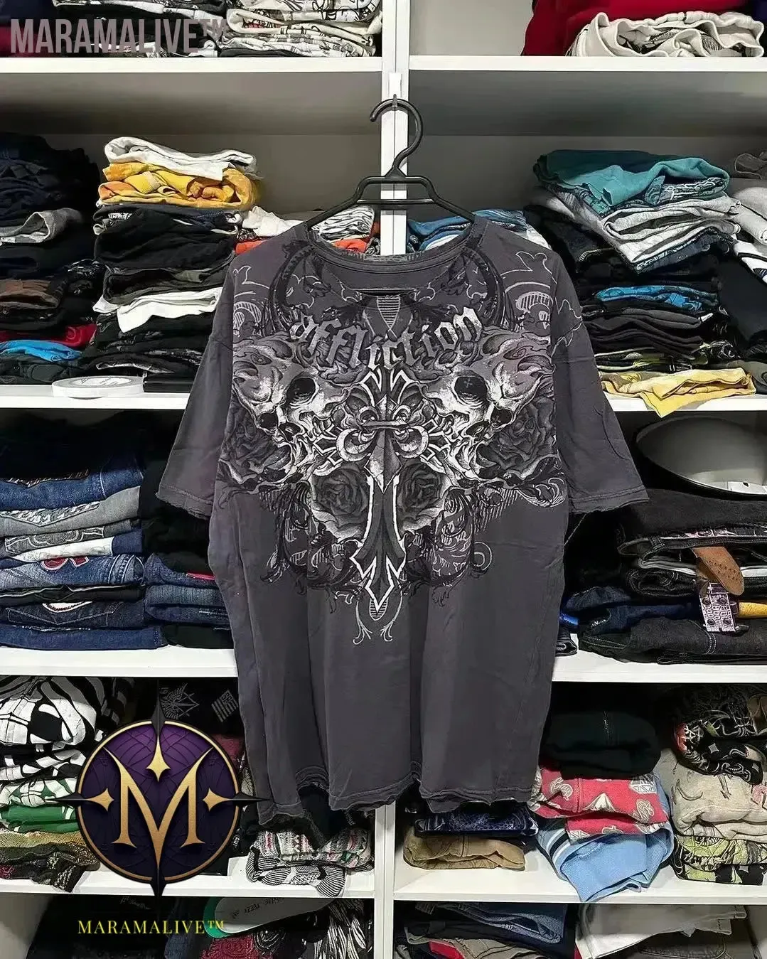 Casual Y2K Hip-Hop Gothic Print T-shirt for Men and Women Short-Sleeved Streetwear Fashionable Retro Top