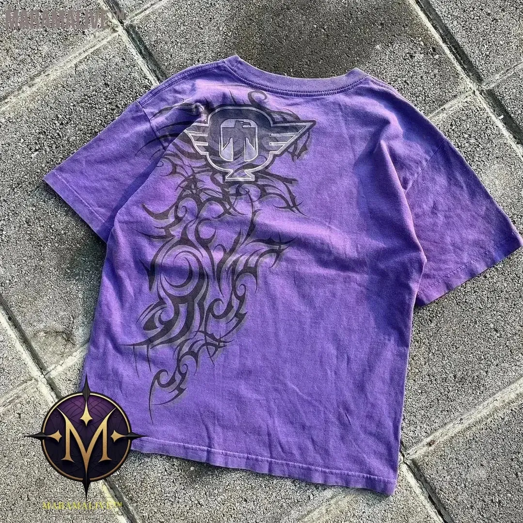 Casual Y2K Hip-Hop Gothic Print T-shirt for Men and Women Short-Sleeved Streetwear Fashionable Retro Top