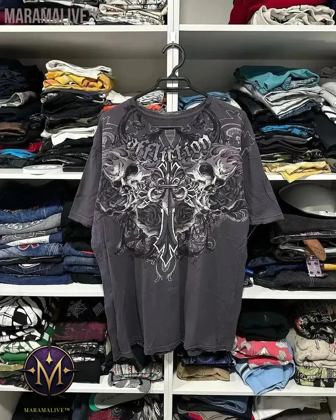 Casual Y2K Hip-Hop Gothic Print T-shirt for Men and Women Short-Sleeved Streetwear Fashionable Retro Top