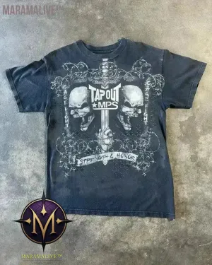 Casual Y2K Hip-Hop Gothic Print T-shirt for Men and Women Short-Sleeved Streetwear Fashionable Retro Top