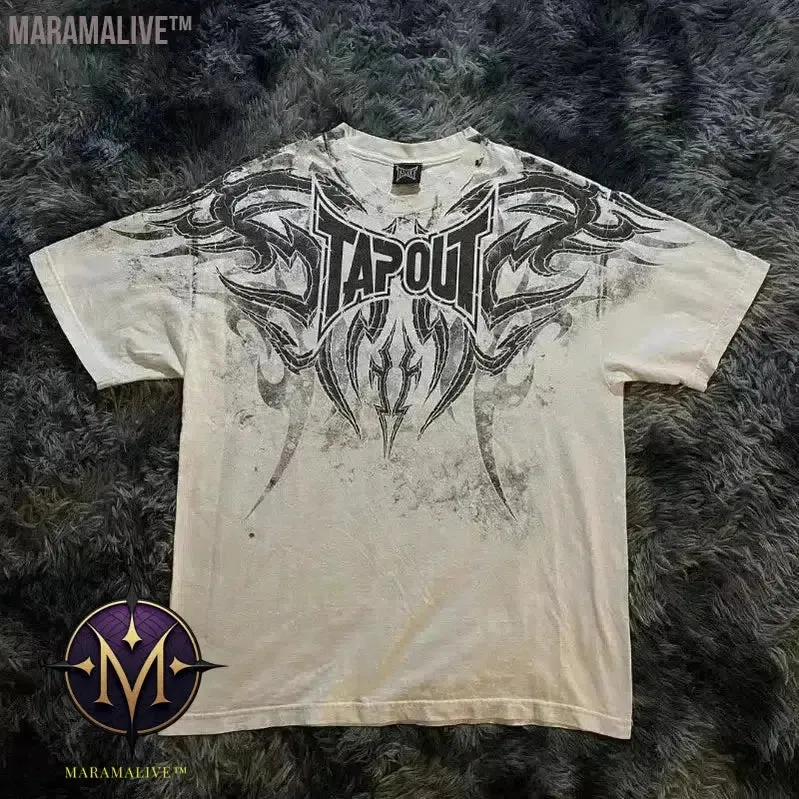 Casual Y2K Hip-Hop Gothic Print T-shirt for Men and Women Short-Sleeved Streetwear Fashionable Retro Top