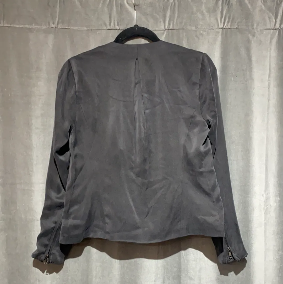Chaser Black Silk Cropped Zipper Jacket