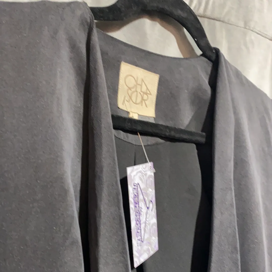Chaser Black Silk Cropped Zipper Jacket