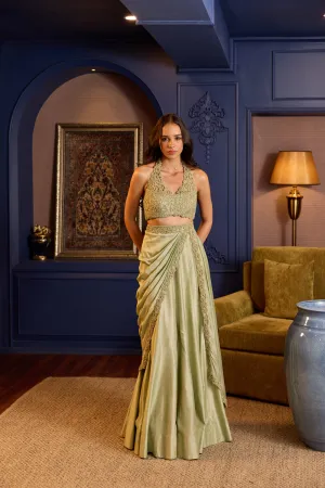 Chic Sage Green Deconstructed Sari
