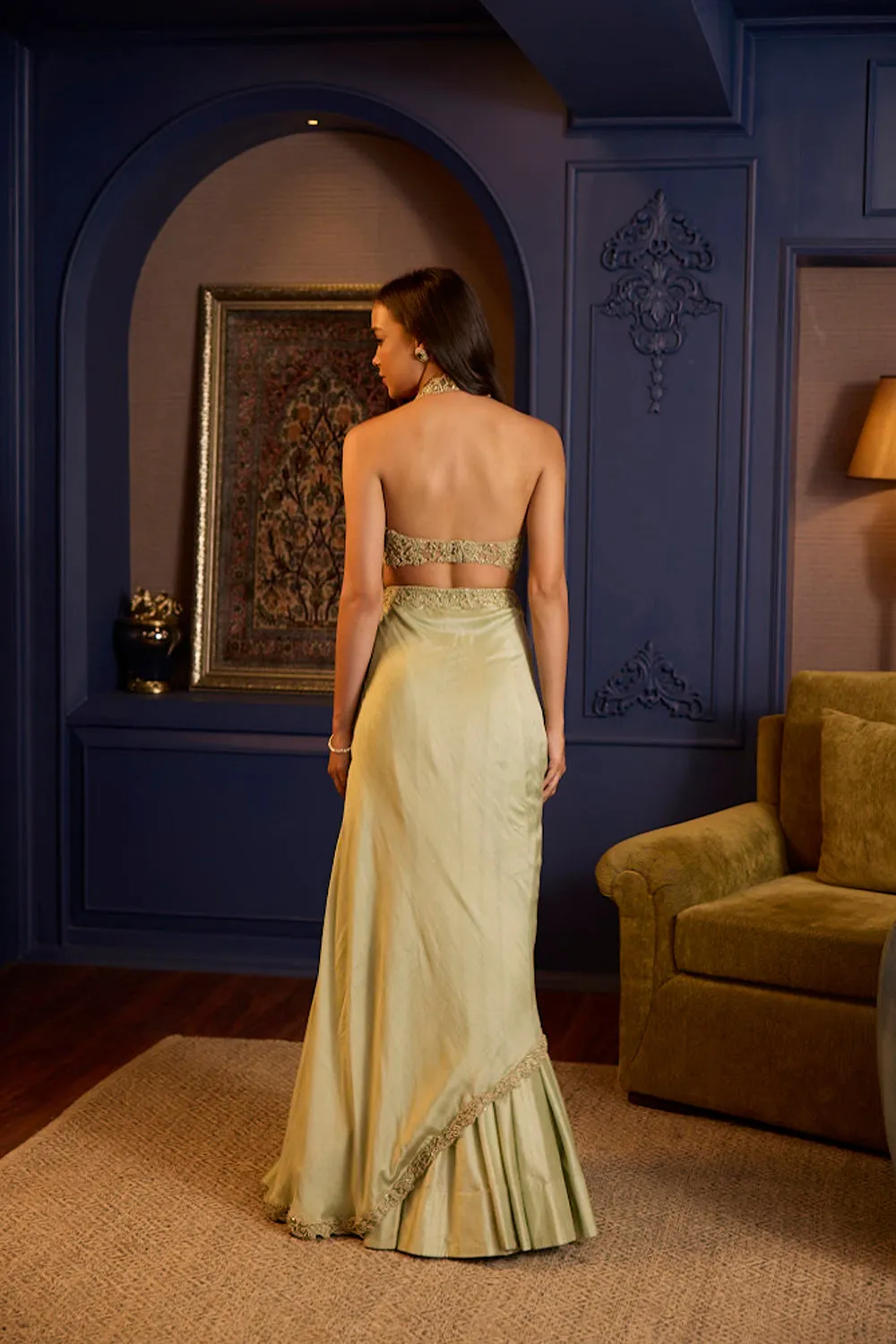 Chic Sage Green Deconstructed Sari