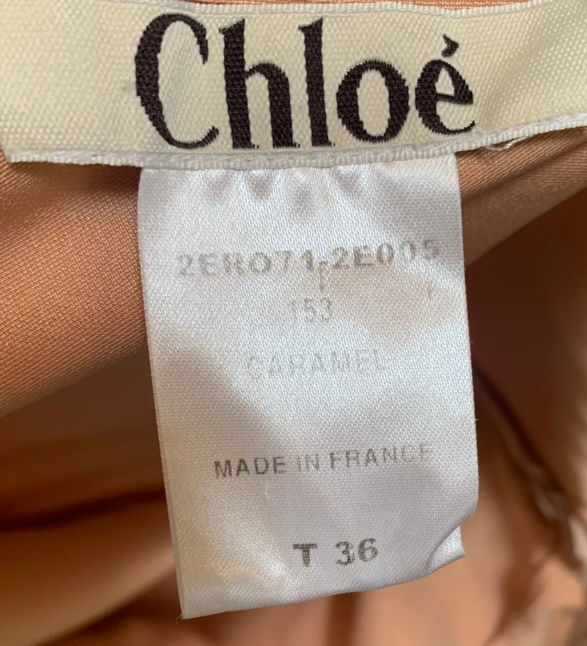 Chloé Caramel Peek-a-Boo Shoulder Flutter Sleeve Dress