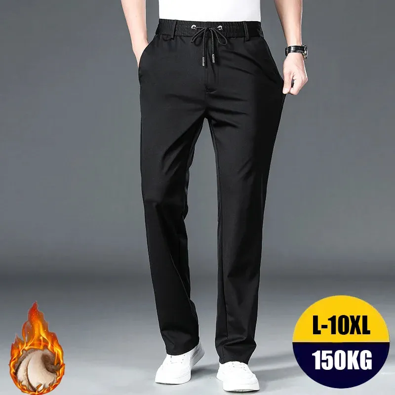Clark & Co. 10XL Oversized Men's Formal Trousers – Winter Elastic Waist Dress Pants for Men (Slim Fit, Plus Size, Baggy Options)
