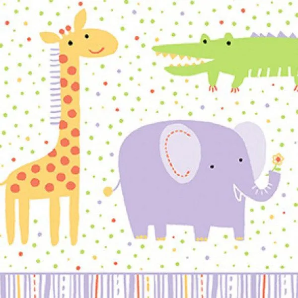 Clothworks Light Purple Animal Safari Sweet Organic Cotton Fabric
