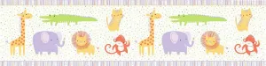 Clothworks Light Purple Animal Safari Sweet Organic Cotton Fabric