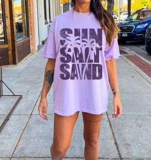 Comfort Colors Purple Sun Salt Sand Beach Cover Up Vacation Summer Tee /Tropical Palm Tree Shirt