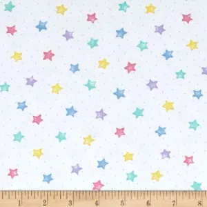 Comfy Flannel White w/ Pastel Stars 3128X-124 BTY
