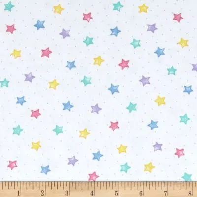 Comfy Flannel White w/ Pastel Stars 3128X-124 BTY