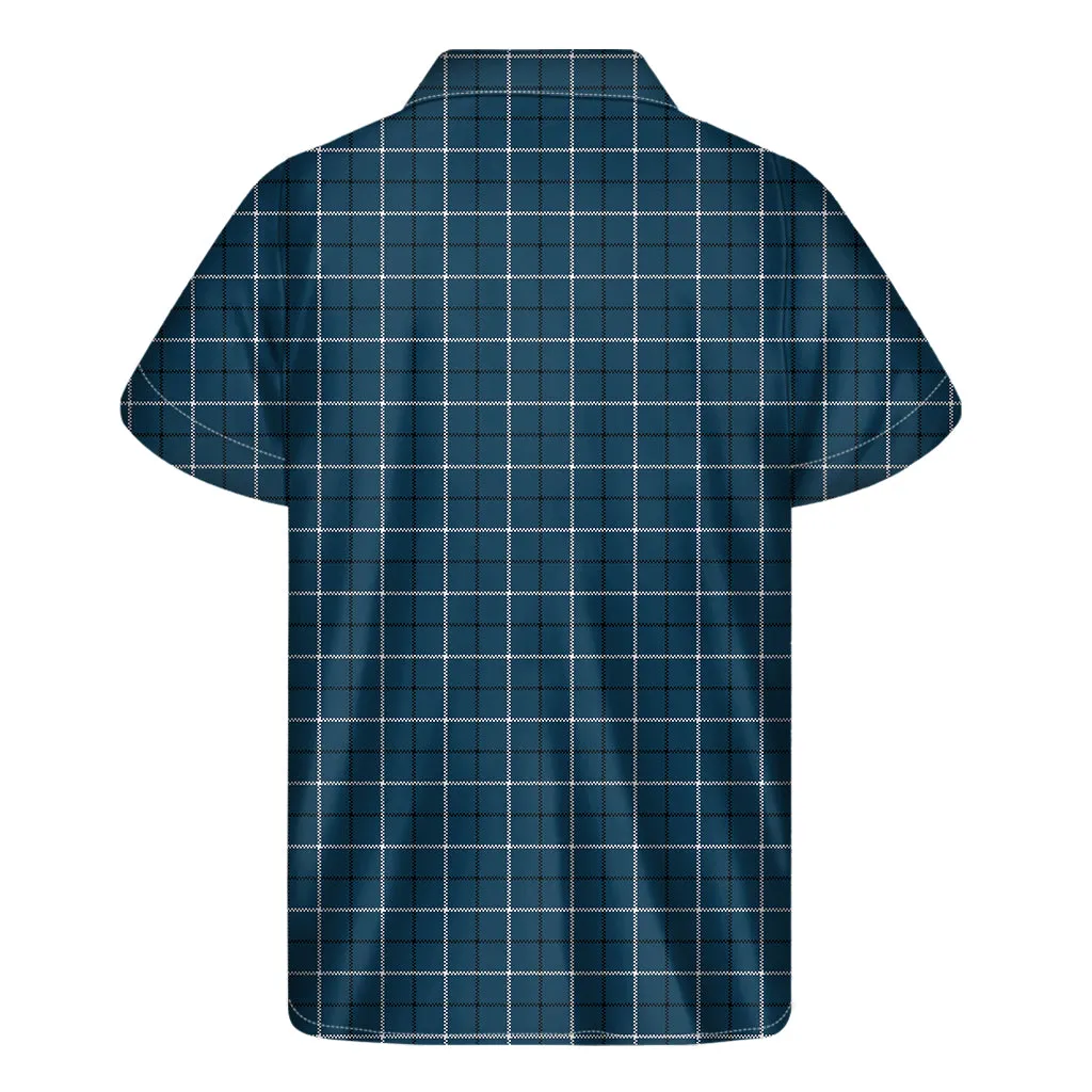 Deep Blue Tattersall Pattern Hawaiian Short Sleeve Shirt