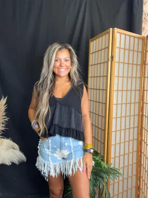 Denim Bleached Shorts