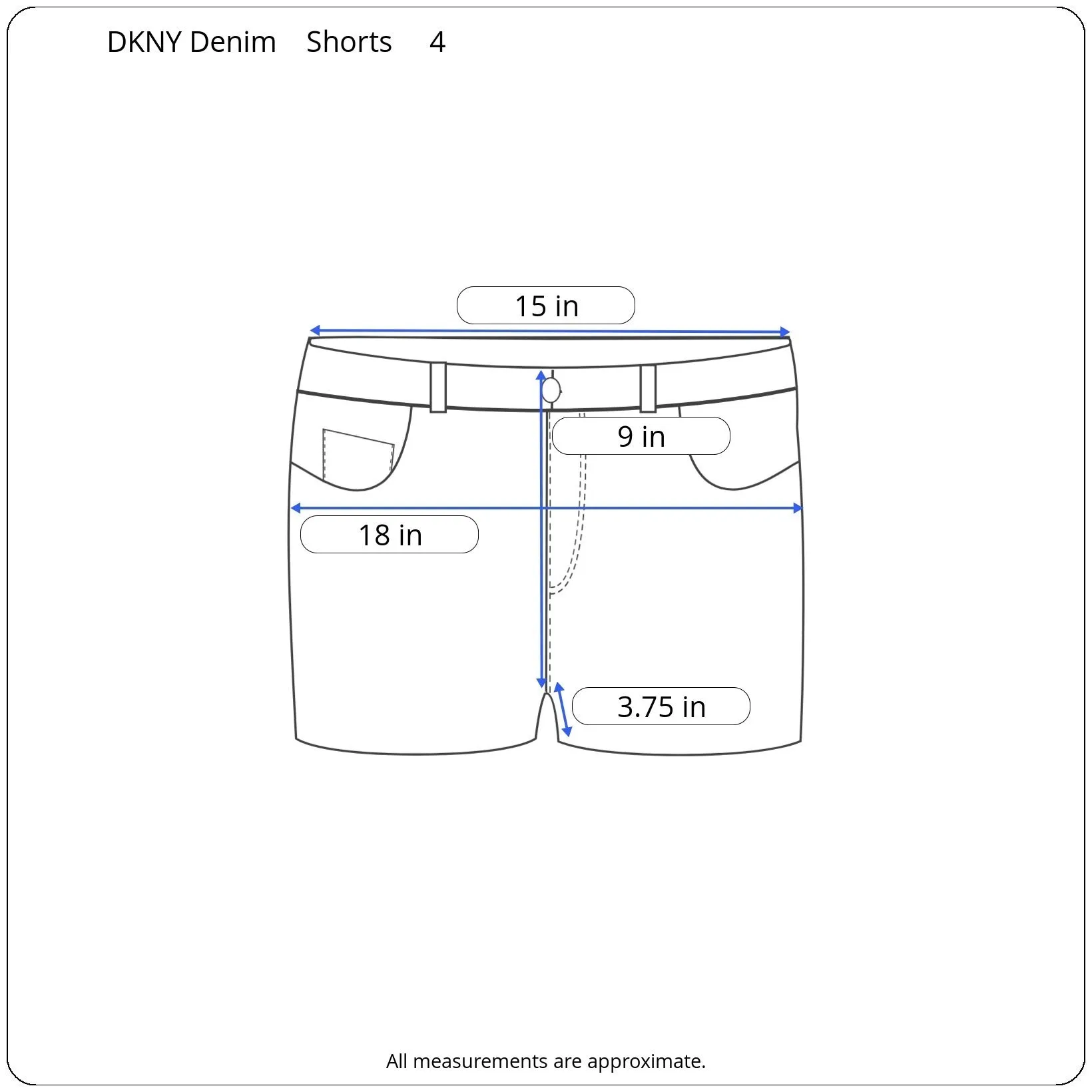 DKNY Jeans Dark Wash Rolled Cuffed Denim Shorts
