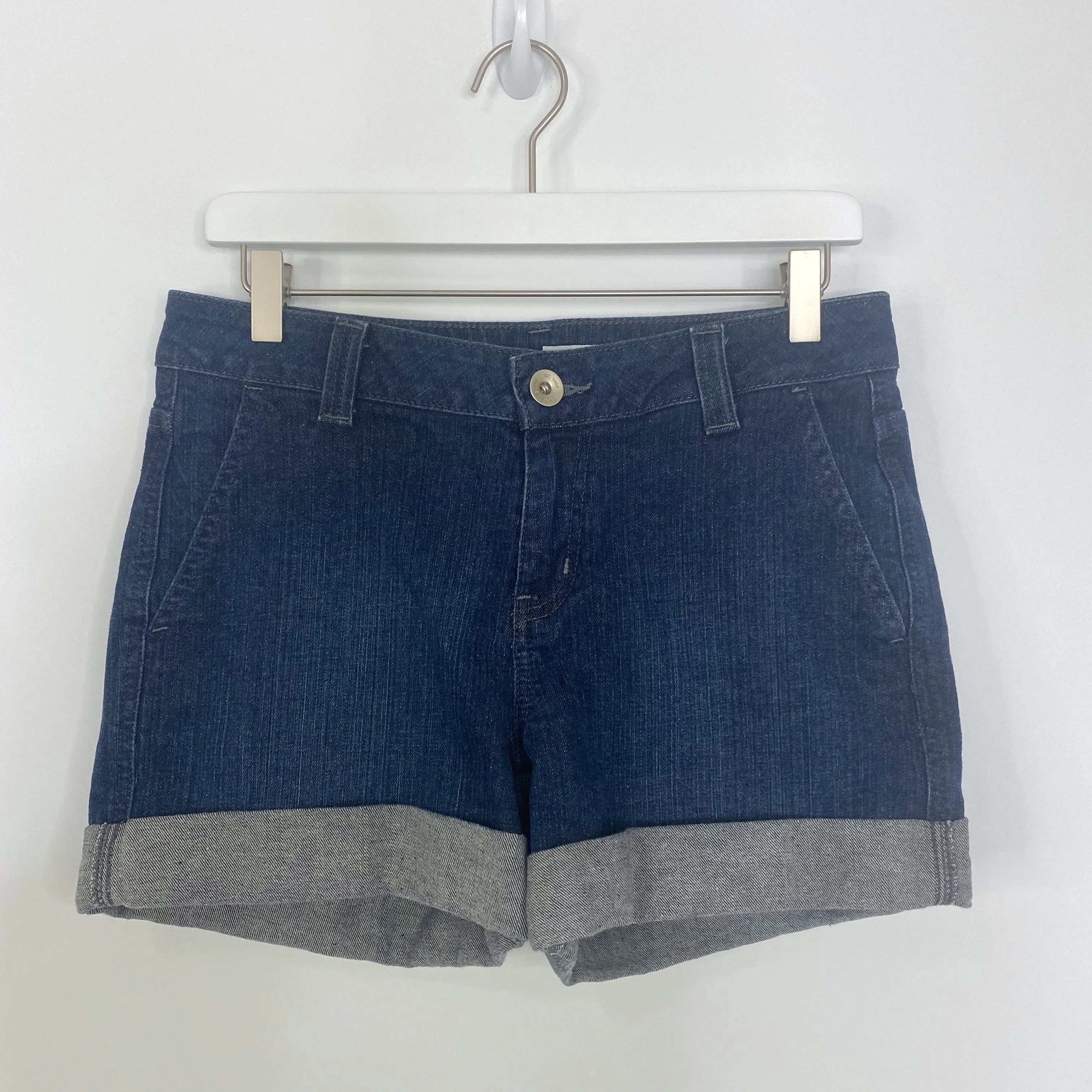 DKNY Jeans Dark Wash Rolled Cuffed Denim Shorts