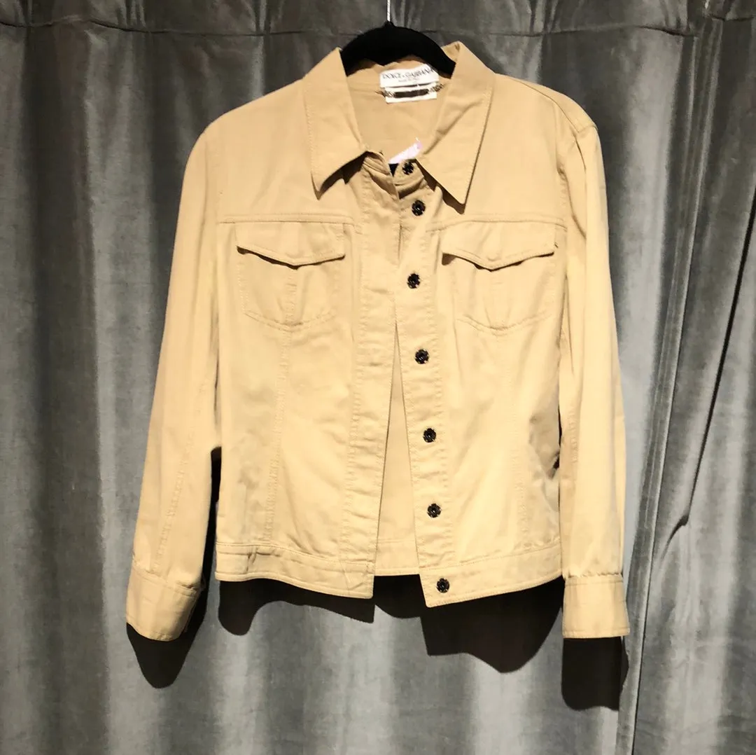 Dolce & Gabbana Khaki Stretch Cotton Jacket