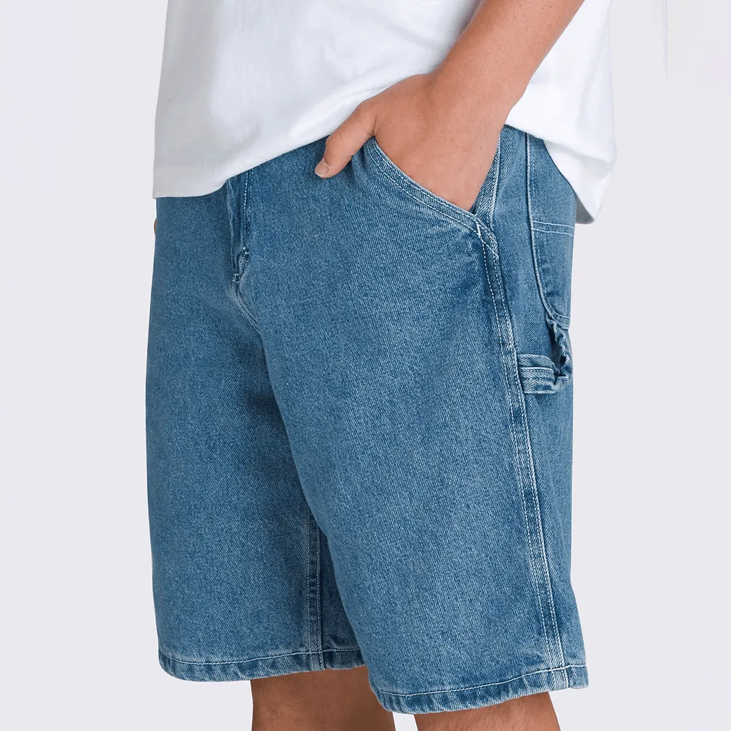 Drill chore loose carpenter denim shorts - Stone wash