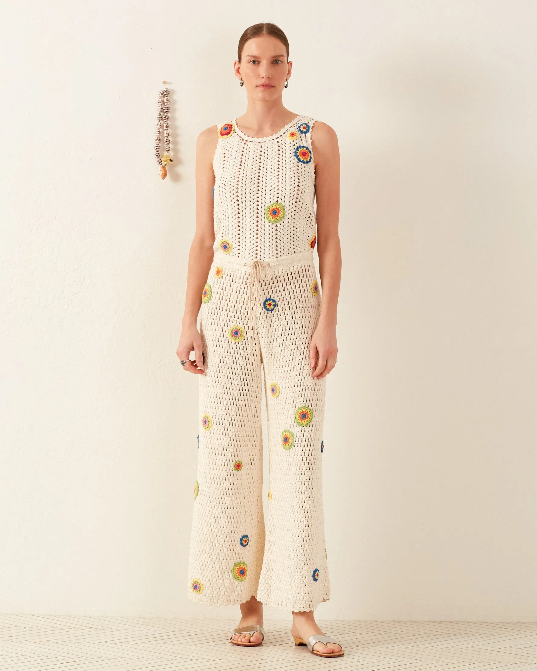 Elia Pearl Flower Crochet Pant