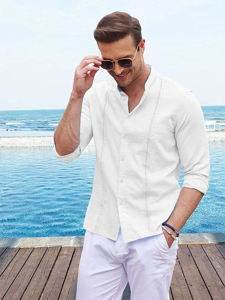 Embroidered Guayabera Linen Shirt (Live Only)