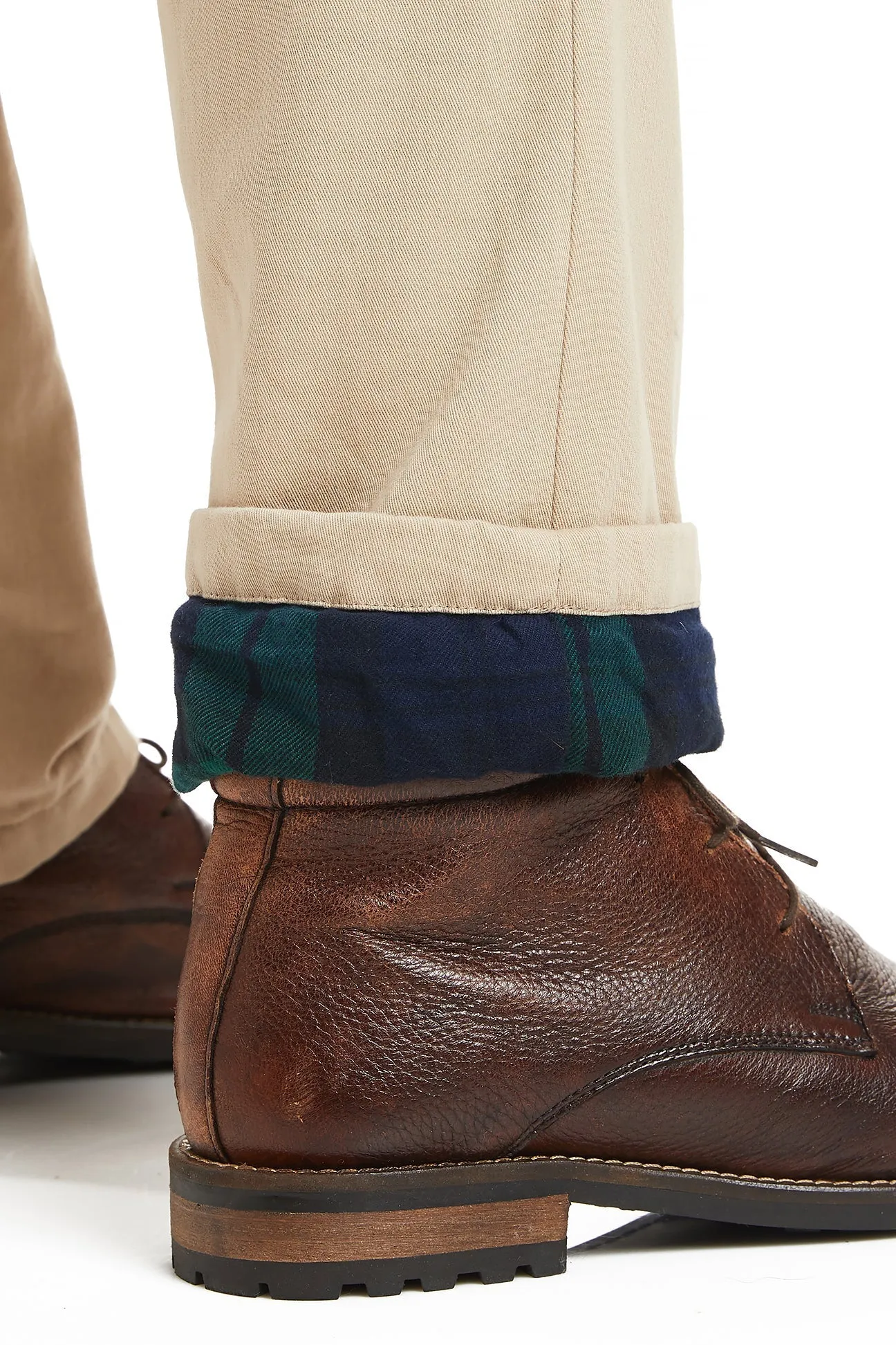 Flannel Lined Khaki Harbor Pant with Blackwatch Tartan