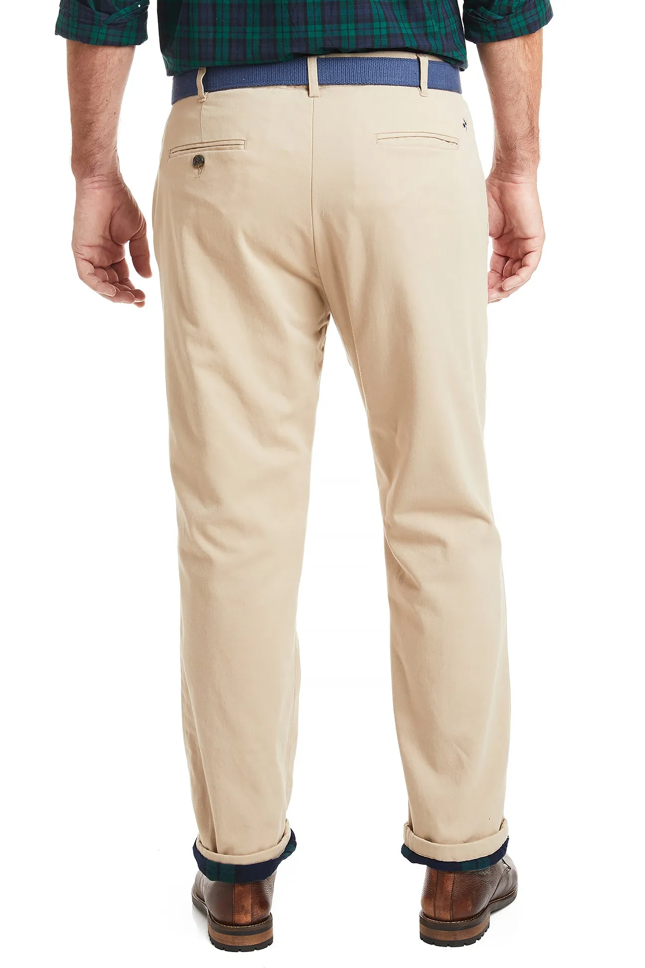Flannel Lined Khaki Harbor Pant with Blackwatch Tartan