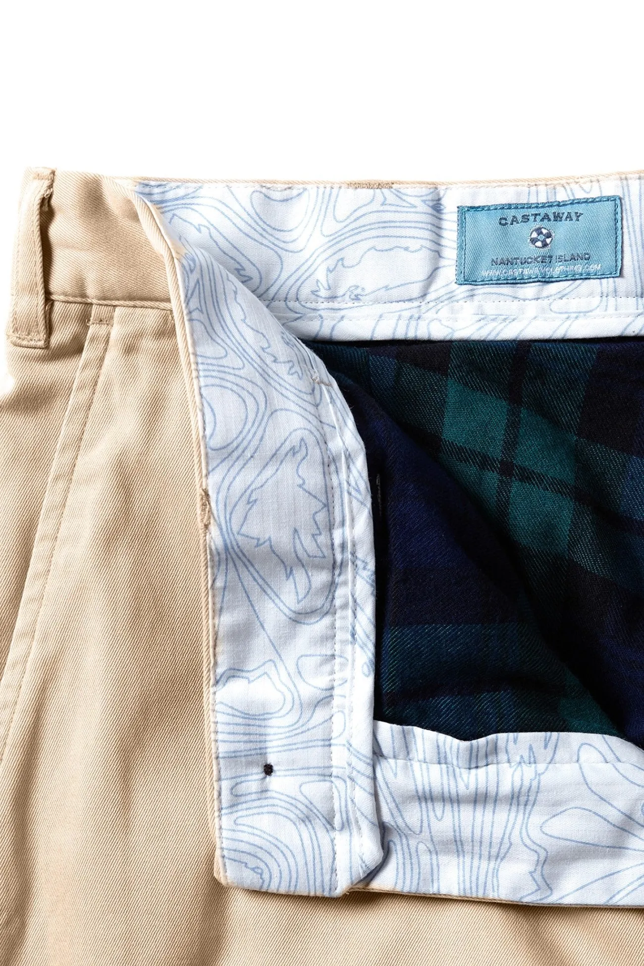 Flannel Lined Tan Harbor Pant With Blackwatch Tartan