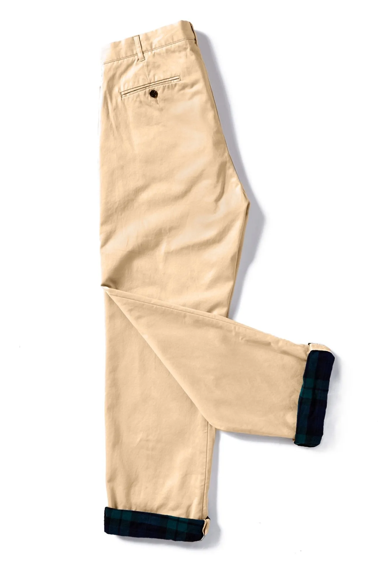 Flannel Lined Tan Harbor Pant With Blackwatch Tartan