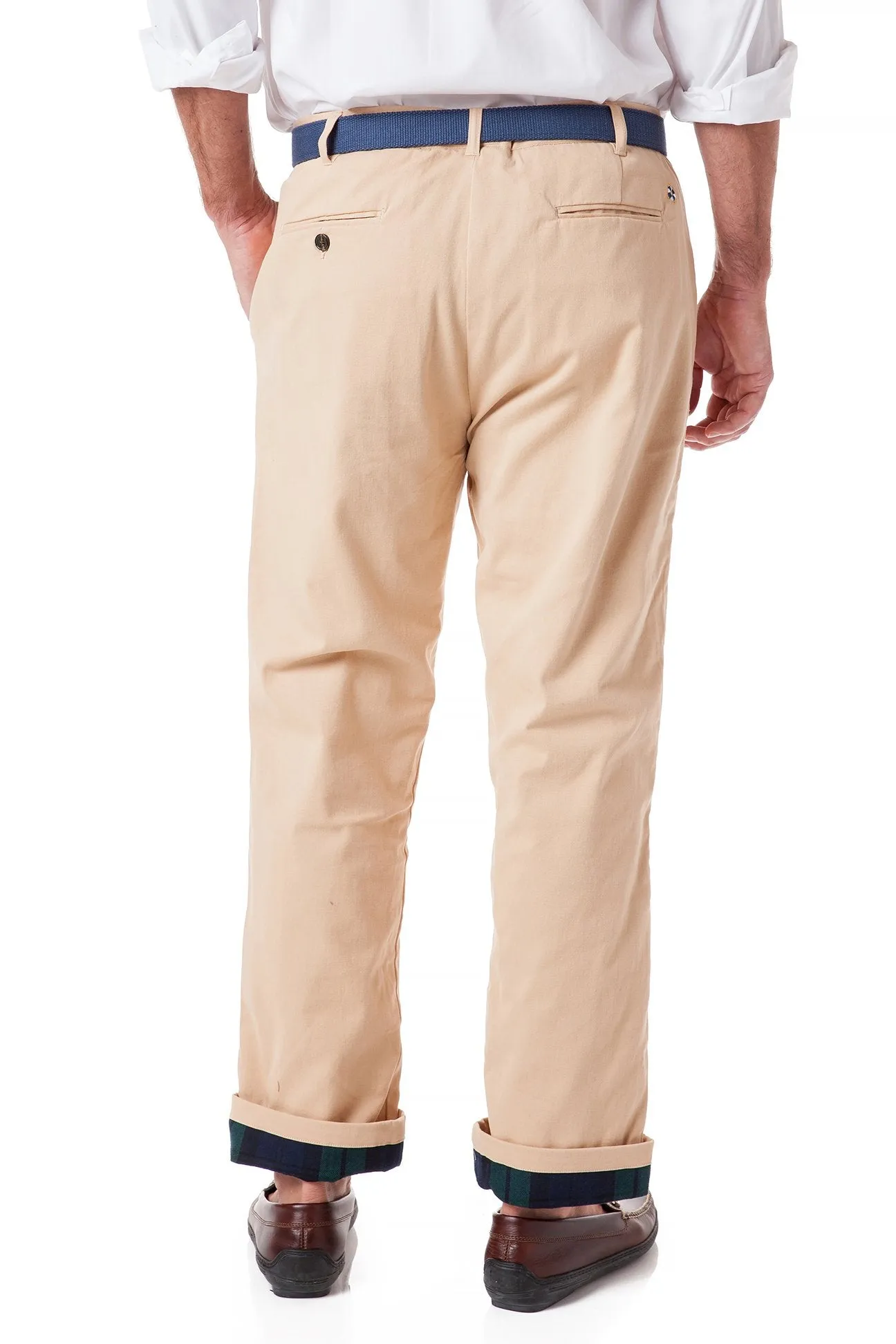 Flannel Lined Tan Harbor Pant With Blackwatch Tartan