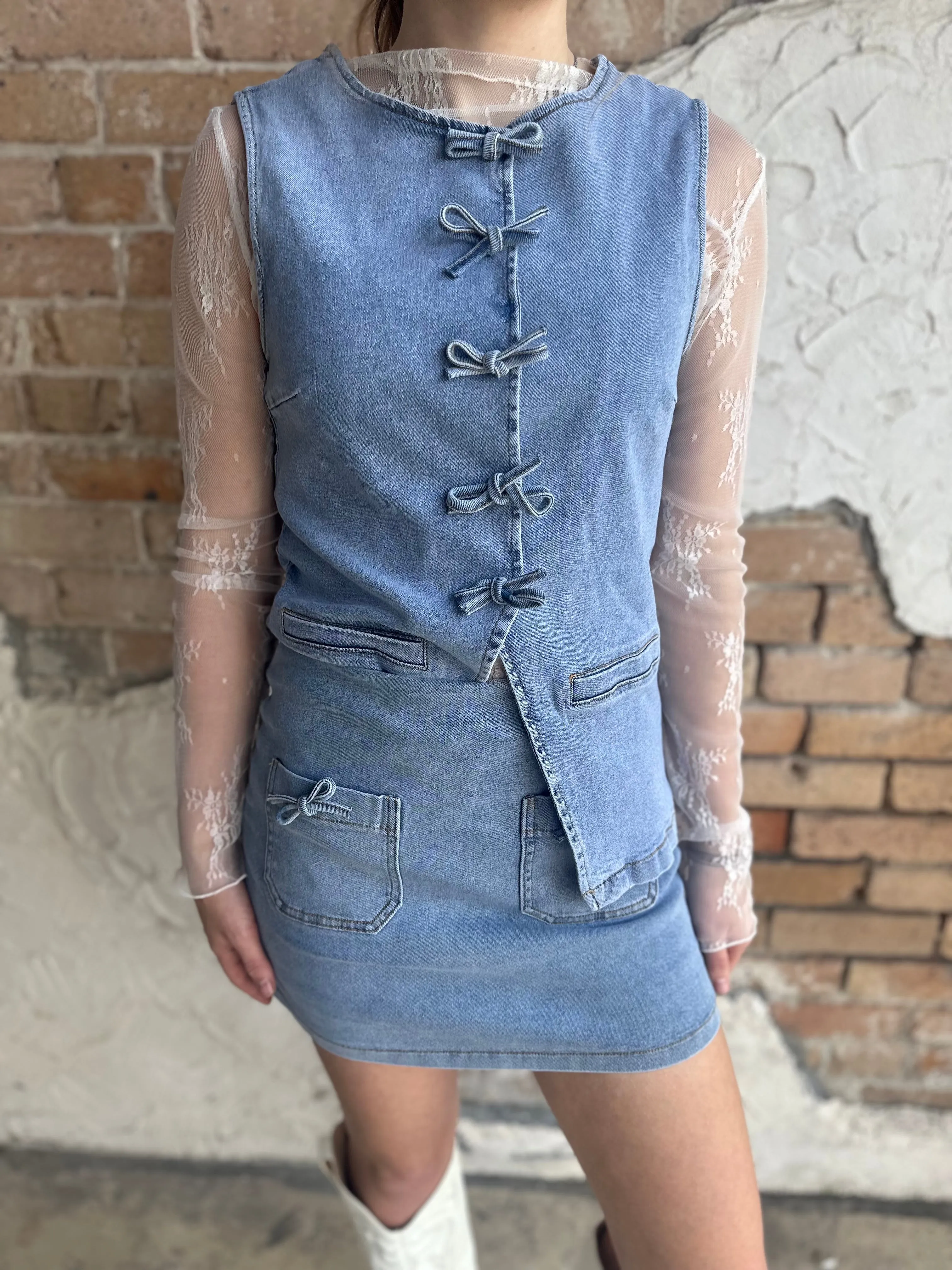Follow My Lead Skort: Denim