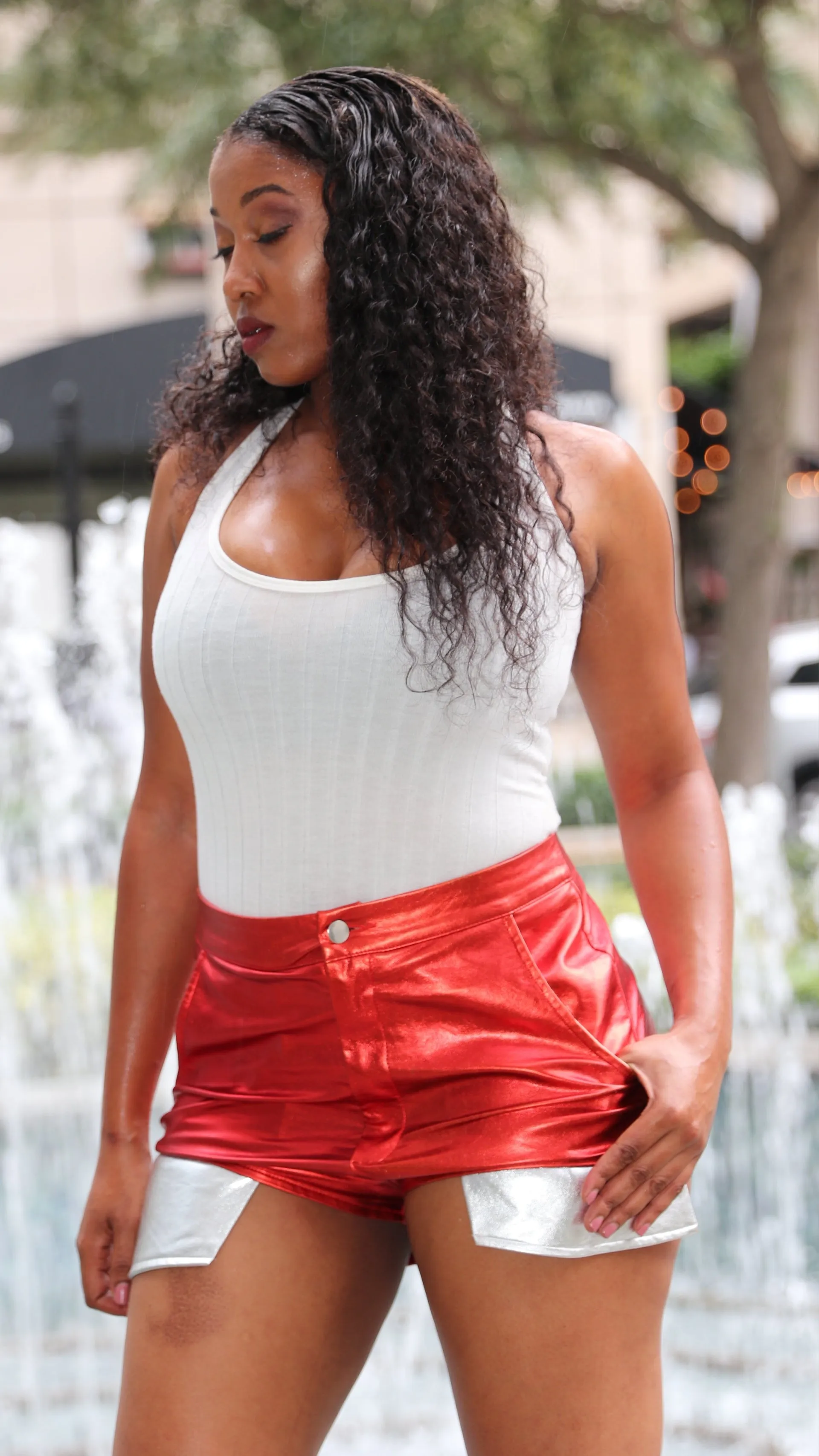 Galaxy Red Metallic Shorts