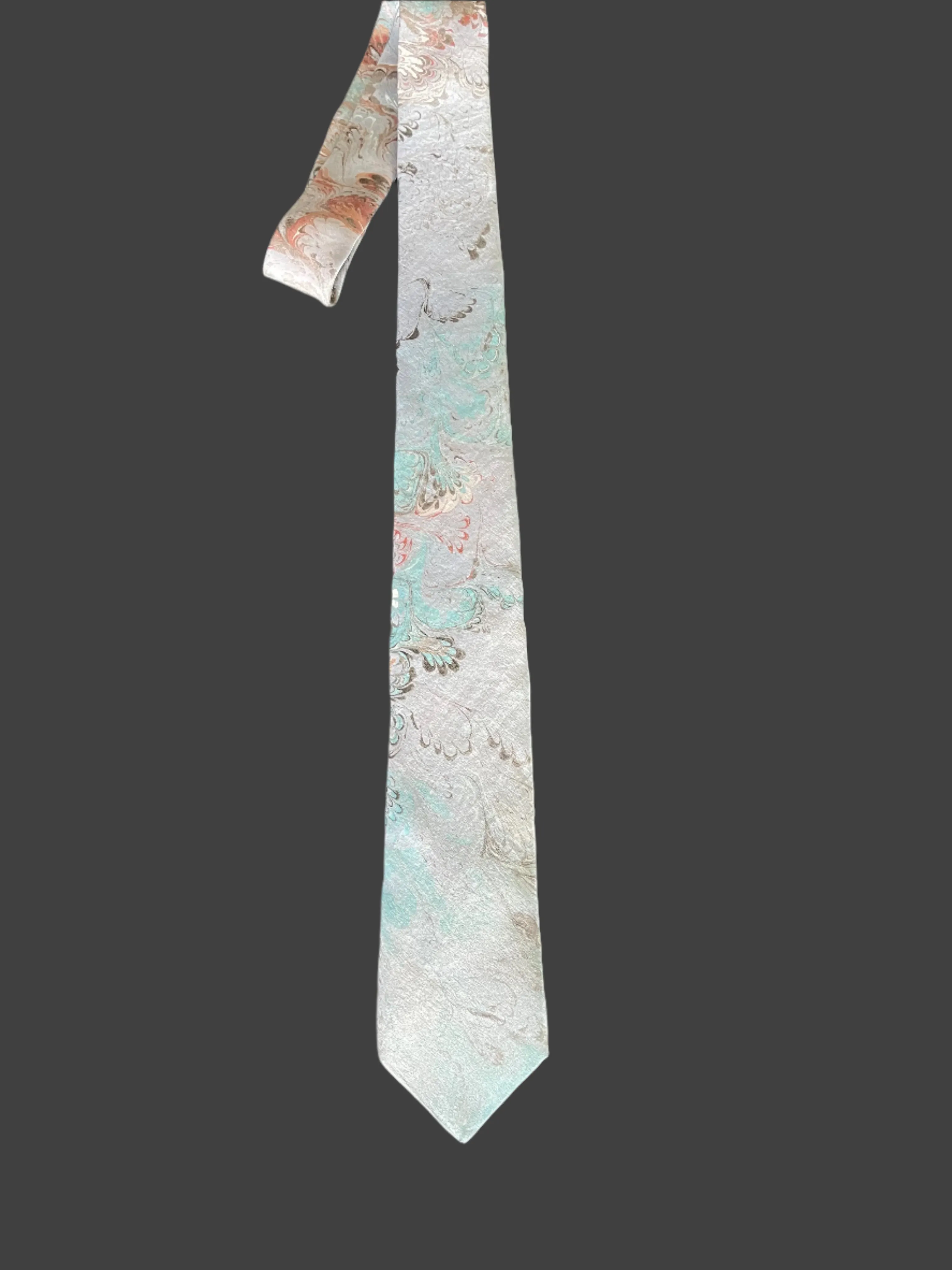 Gray Blue Bouquet Pattern 3” Silk Tie
