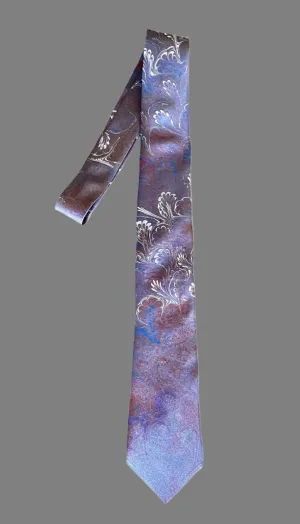 Gray Blue Bouquet Pattern 3” Silk Tie