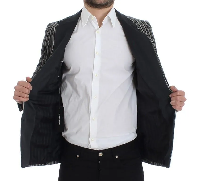 Gray striped slim fit blazer
