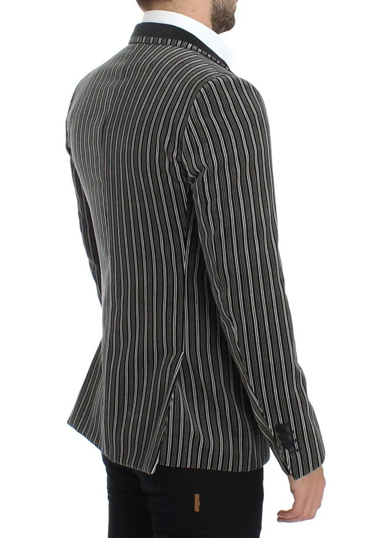 Gray striped slim fit blazer