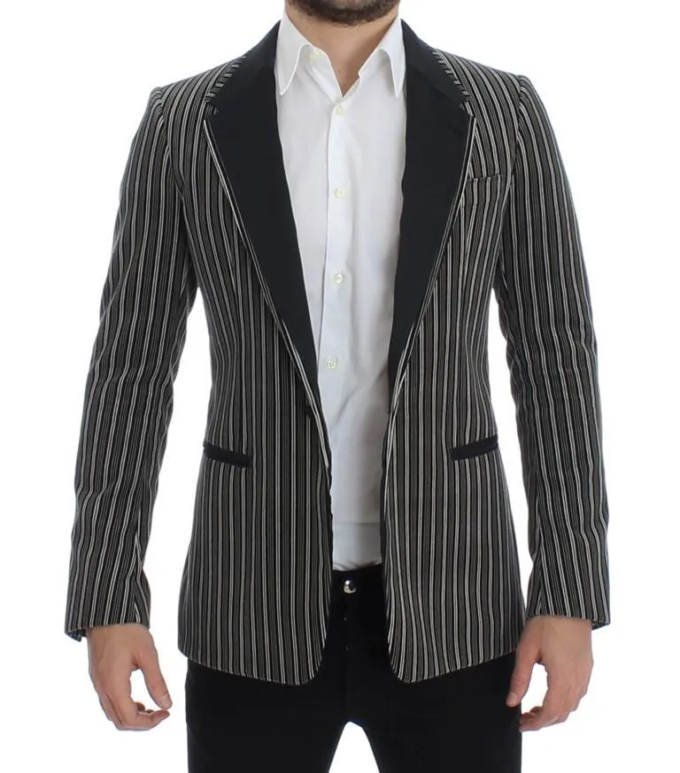 Gray striped slim fit blazer