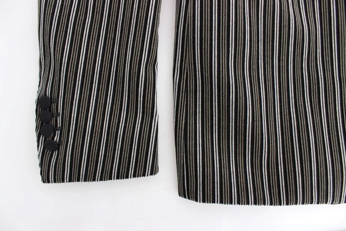 Gray striped slim fit blazer