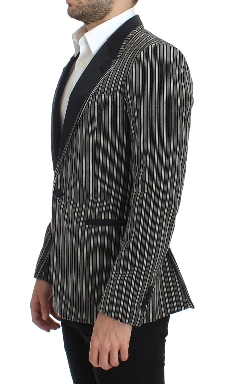 Gray striped slim fit blazer