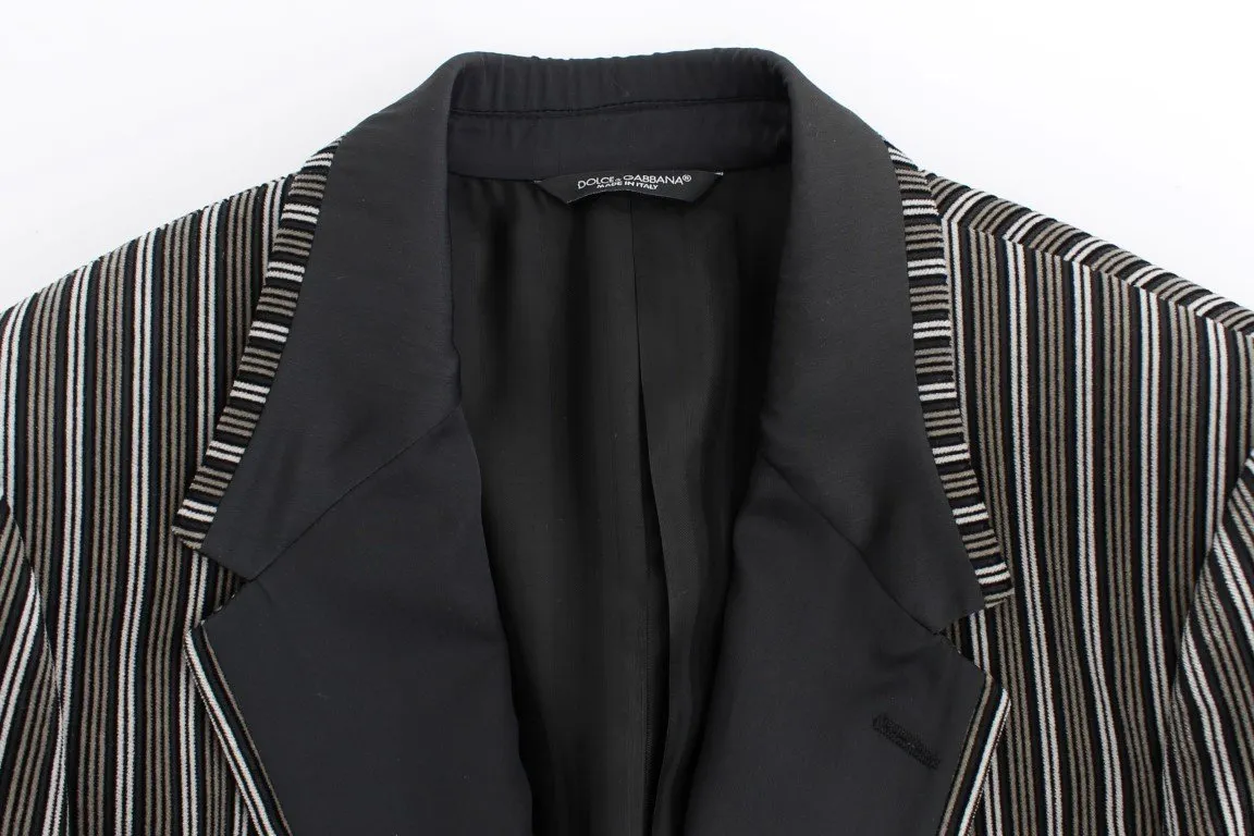 Gray striped slim fit blazer