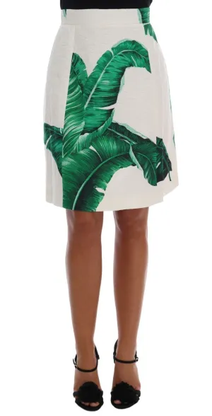 Green Banana Leaf Brocade Cotton Silk Skirt