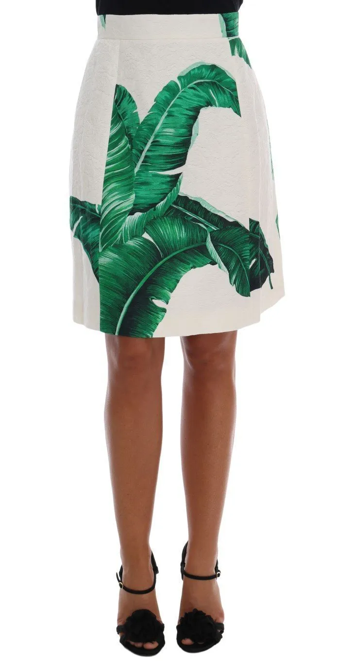 Green Banana Leaf Brocade Cotton Silk Skirt